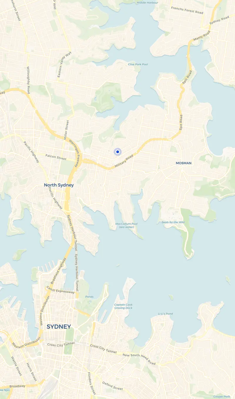Map of the Cremorne service area and the surrounding suburbs we cover.